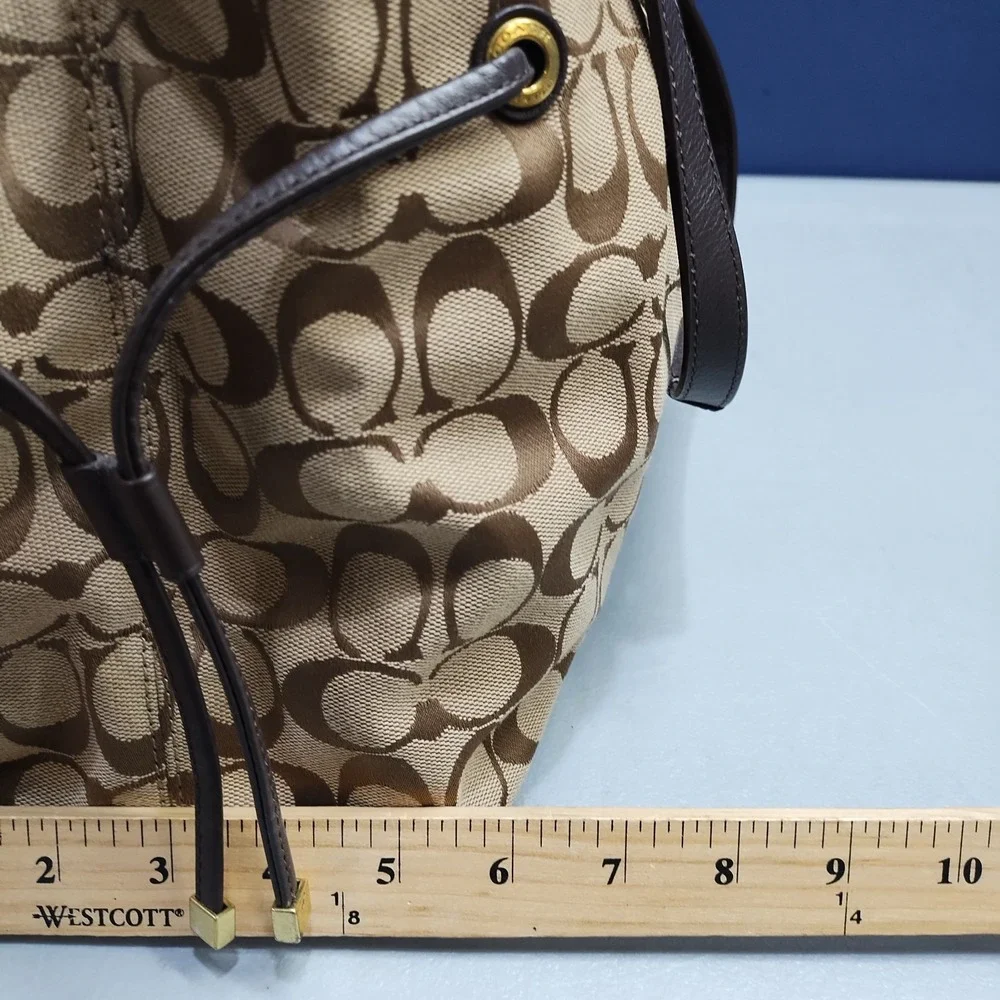 Coach Signature Handbag Womens Multi Canvas Double Handles Magnetic Closure